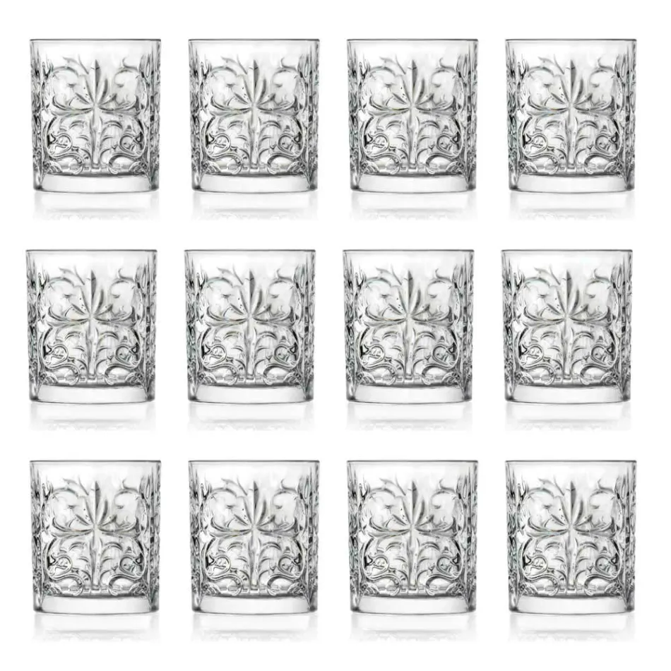 12 Double Old Fashioned Tumbler Glasses in Luxury Eco Crystal - Destino Viadurini