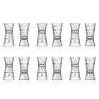 12 Luxury Decorated Jigger Glasses in Ecological Crystal - Destiny Viadurini