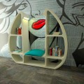 Modern design Solid Surface bookcase Shelley, handcrafted in Italy