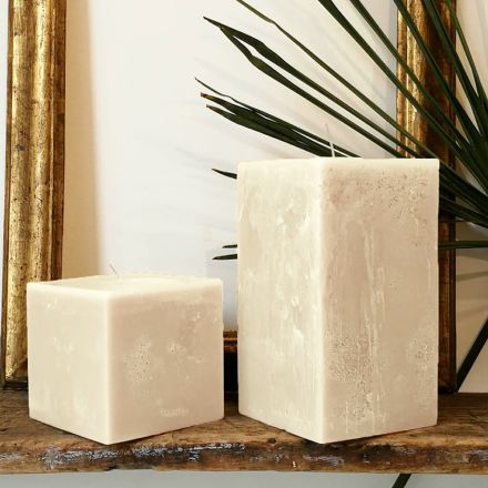 2 Square Candles of Different Sizes in Wax Made in Italy - Adelle Viadurini