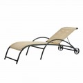 2 Stackable Outdoor Chaise Longues in Metal and Fabric Made in Italy - Perlo