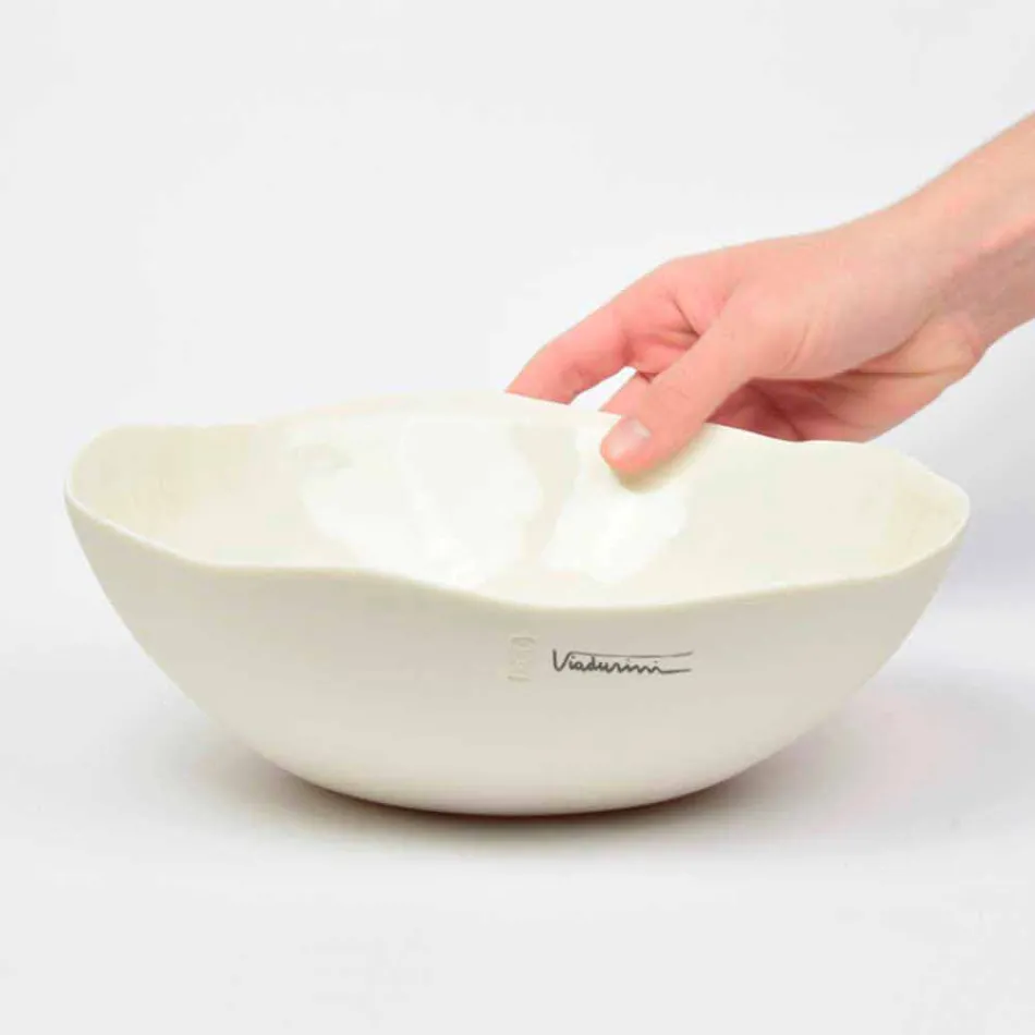 2 Salad Bowls in White Porcelain Unique Pieces of Italian Design - Arciconcreto Viadurini