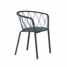 2 Outdoor Armchairs in Painted Metal Stackable Made in Italy - Adia Viadurini