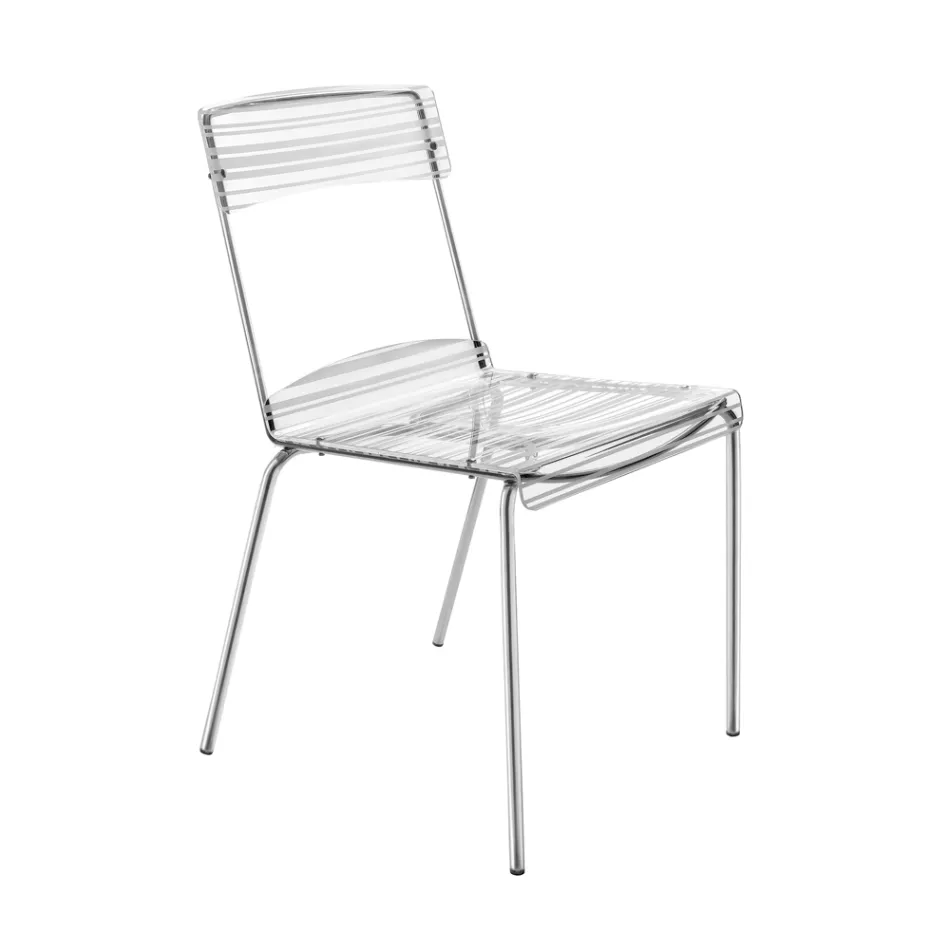 2 Stackable Chairs in Plexiglass and Iron Made in Italy - Timon Viadurini