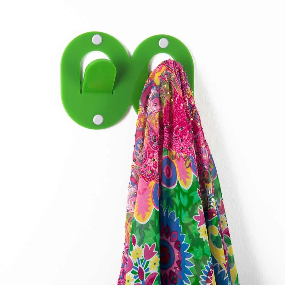 3 Wall Hangers in Colored Plexiglass Double Italian Design with Clip - Freddie Viadurini