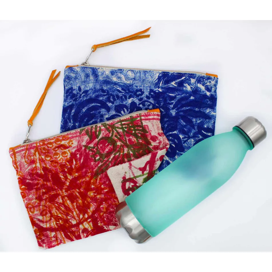 3 Hand-Printed Cotton Clutches in Unique Pieces - Viadurini by Marchi Viadurini