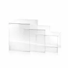 3 Amalia transparent, adaptable design tables, made in Italy Viadurini