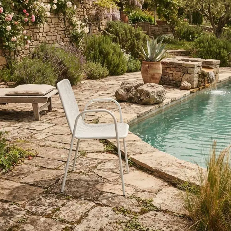 4 Traditional Metal Garden Armchairs Made in Italy - Edris Viadurini