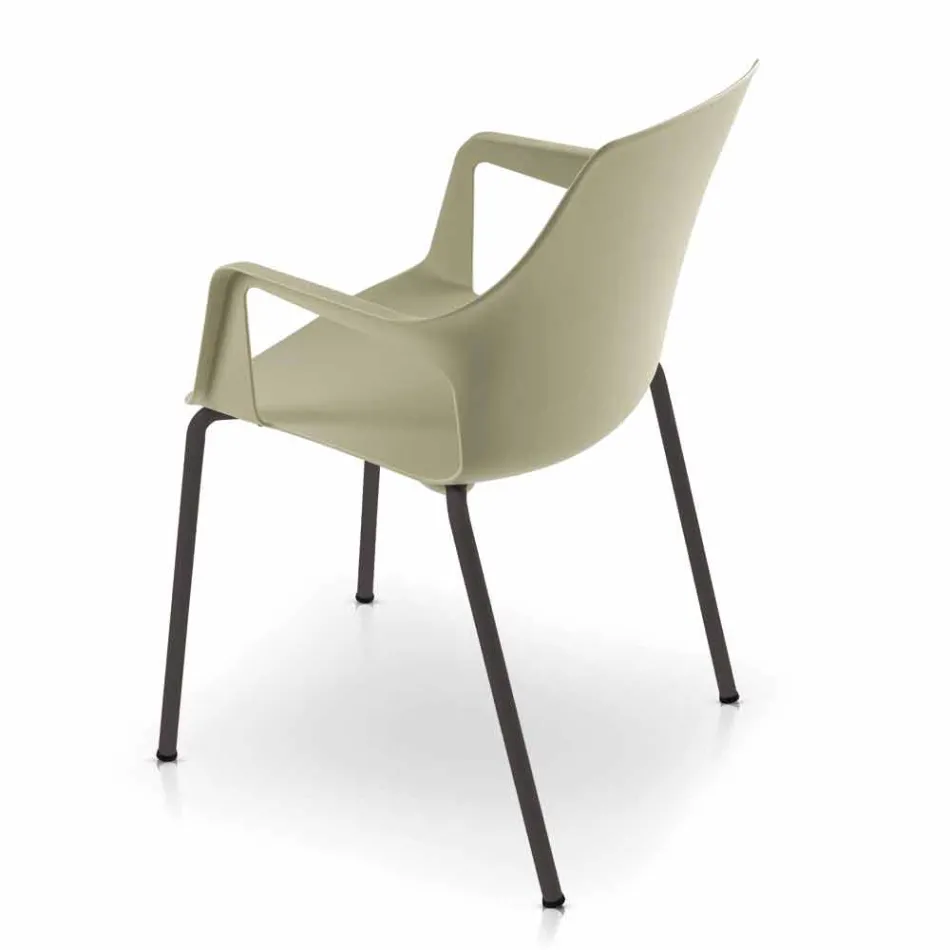 4 Stackable Outdoor Chairs in Polypropylene and Metal Made in Italy - Carlene Viadurini