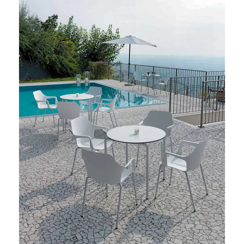 4 Stackable Outdoor Chairs in Polypropylene and Metal Made in Italy - Carlene Viadurini