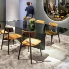 4 Dining Chairs in Solid Ash Wood and Fabric Made in Italy - Sulu Viadurini