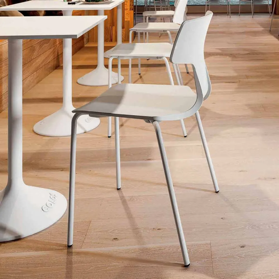 4 Stackable Chairs in Metal and Polypropylene Made in Italy - Clarinda Viadurini