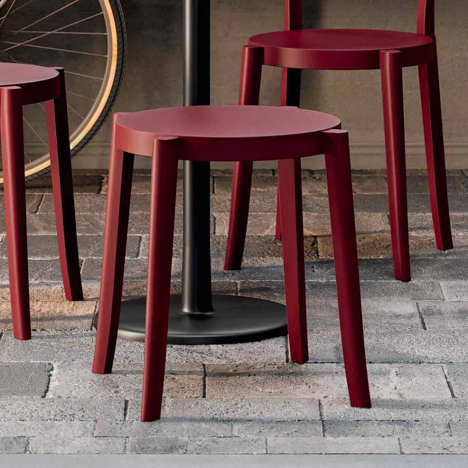 4 Outdoor Stackable Stools Design in Polypropylene Made in Italy - Anona Viadurini