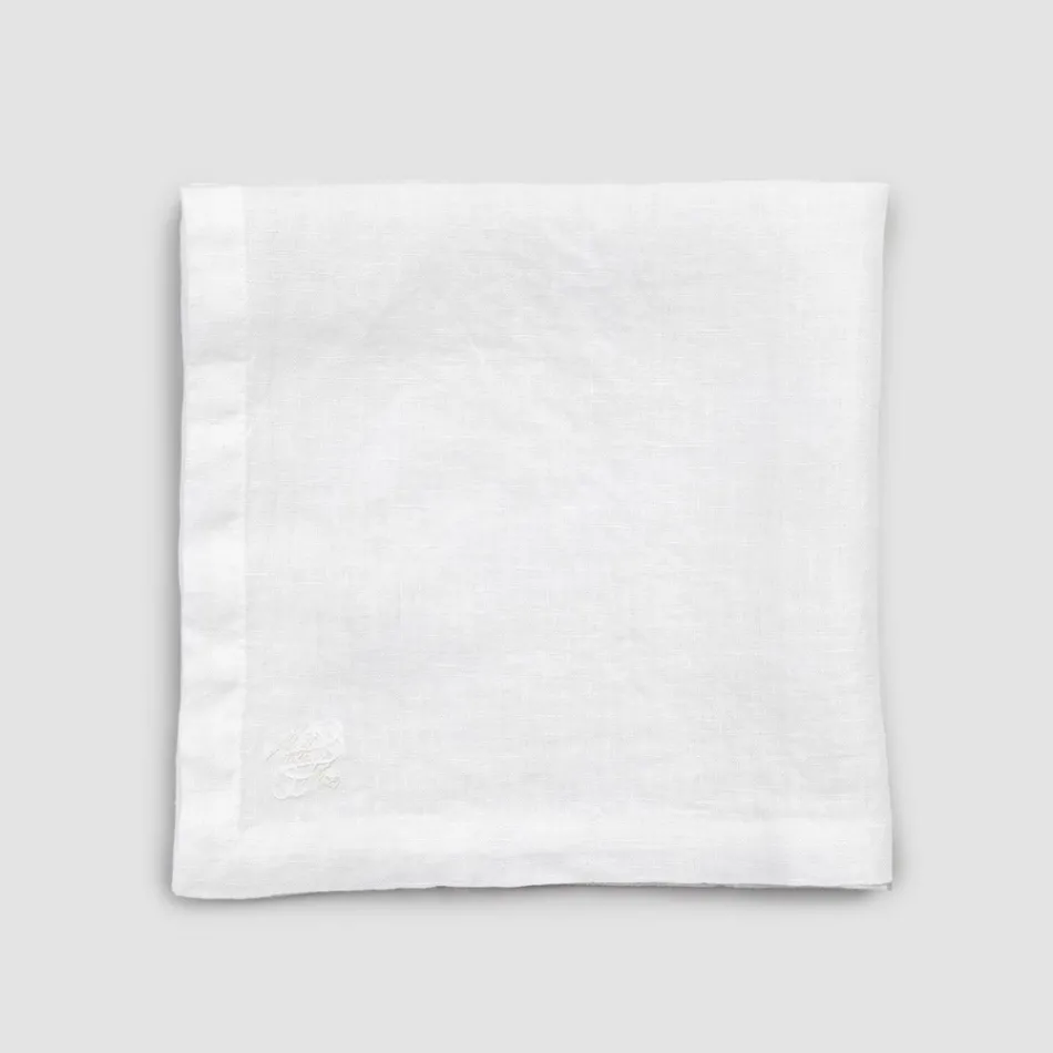 6 Light Linen Napkins with High Quality Italian Luxury Decoration - Virtu Viadurini