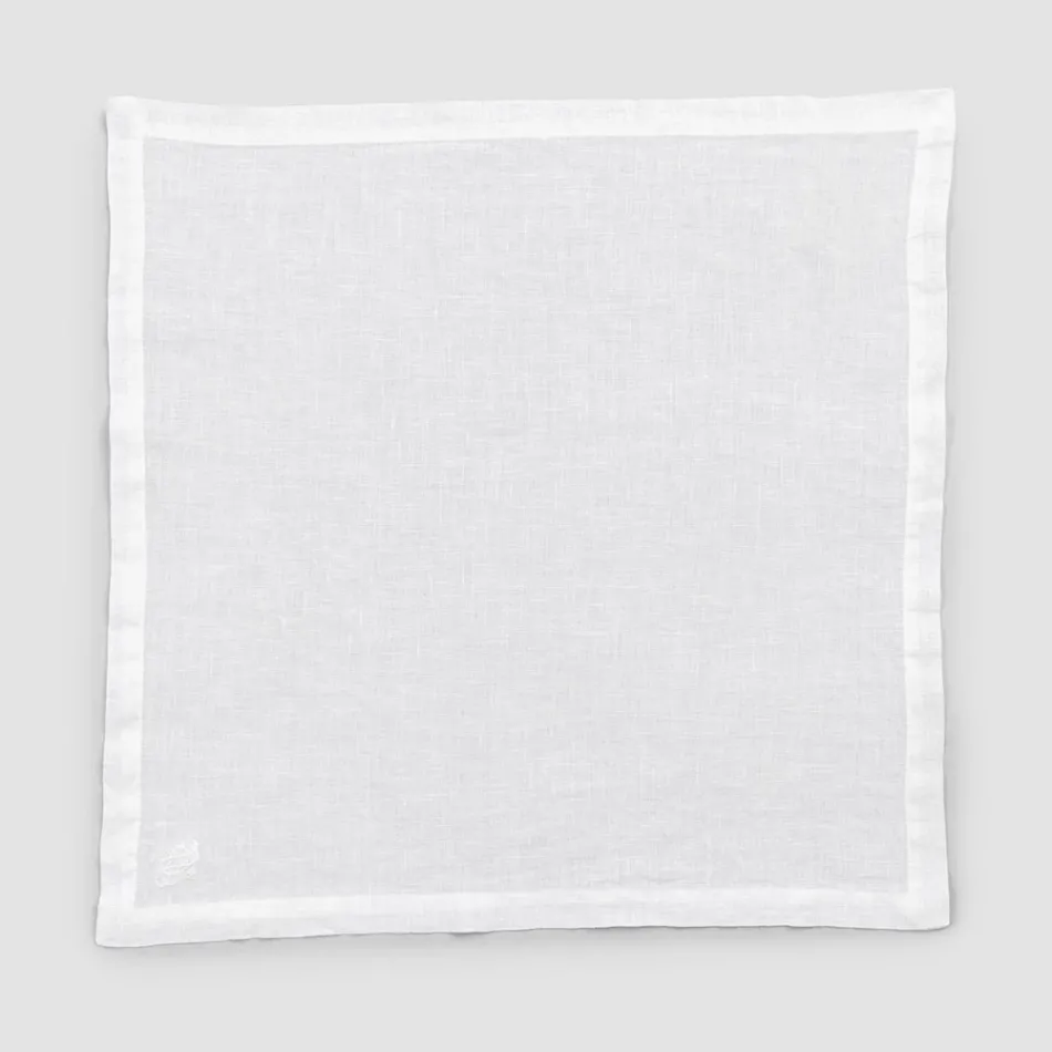 6 Light Linen Napkins with High Quality Italian Luxury Decoration - Virtu Viadurini
