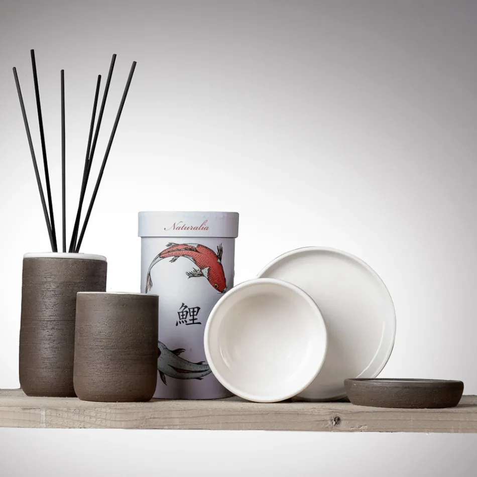 Bathroom Accessories in White Refractory Clay Made in Italy - Antonella Viadurini