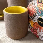 Bathroom Accessories in Yellow Refractory Clay Made in Italy - Antonella Viadurini