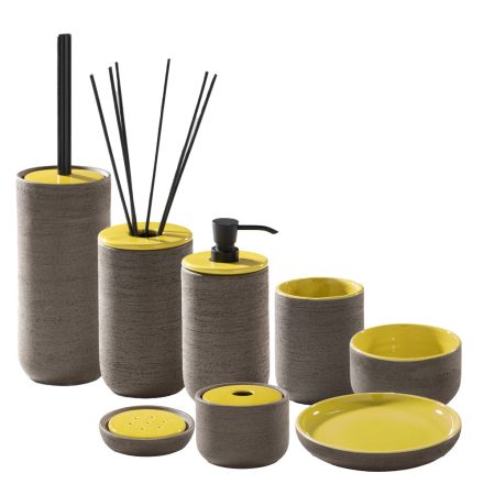 Bathroom Accessories in Yellow Refractory Clay Made in Italy - Antonella Viadurini