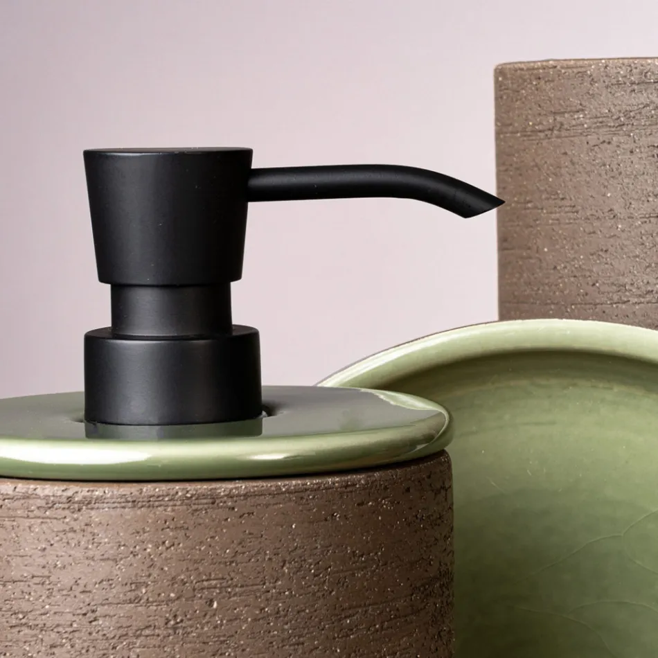Green Bathroom Accessories in Refractory Clay Made in Italy - Antonella Viadurini