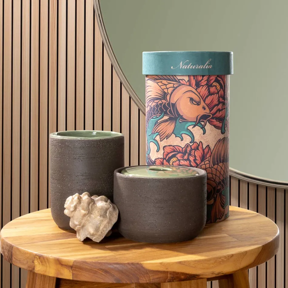 Green Bathroom Accessories in Refractory Clay Made in Italy - Antonella Viadurini