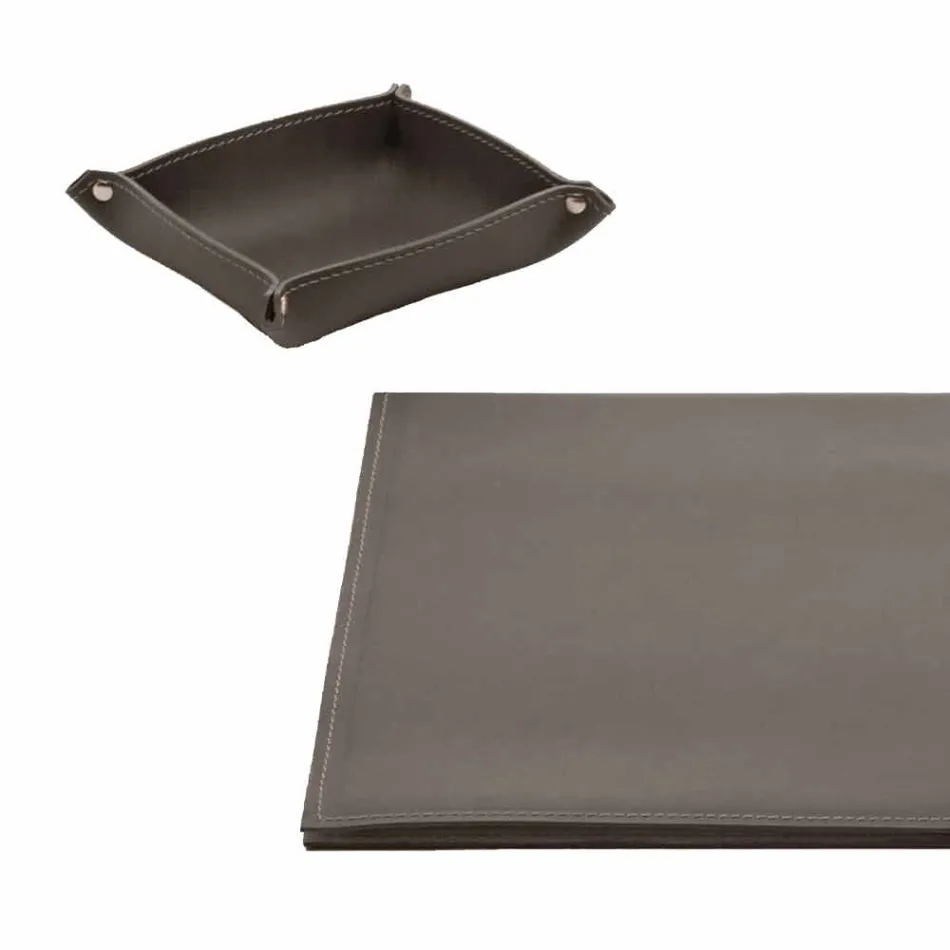 Desk Accessories in Regenerated Leather 5 Pieces Made in Italy - Aristotle Viadurini
