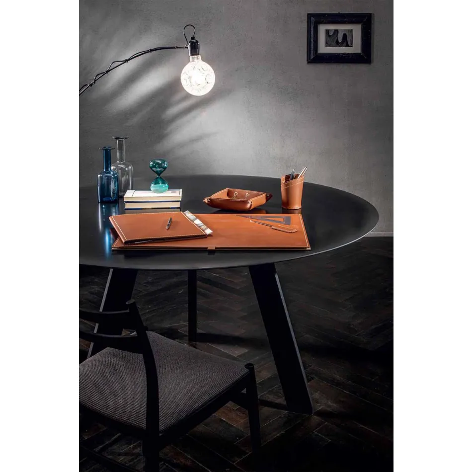 Desk Accessories in Regenerated Leather 5 Pieces Made in Italy - Aristotle Viadurini