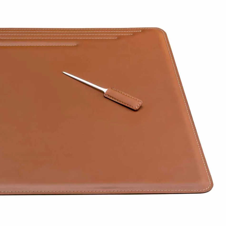 4 Piece Regenerated Leather Desk Accessories Made in Italy - Ebe Viadurini