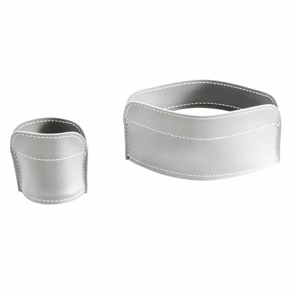 4 Piece Regenerated Leather Desk Accessories Made in Italy - Ebe Viadurini