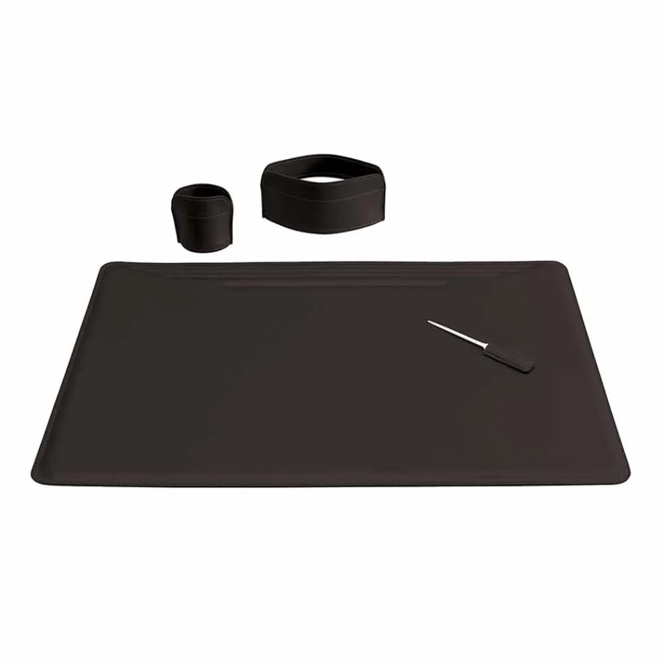 4 Piece Regenerated Leather Desk Accessories Made in Italy - Ebe Viadurini