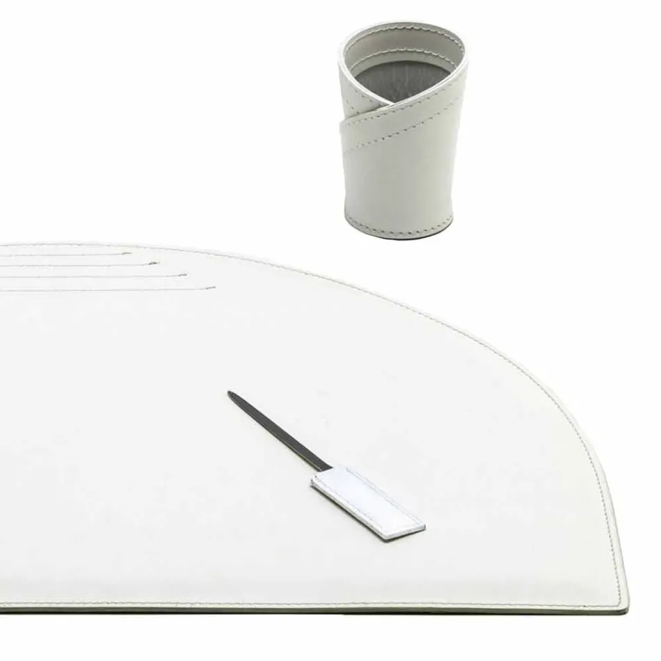 Desk Accessories in Regenerated Leather 4 Pieces Made in Italy - Medea Viadurini