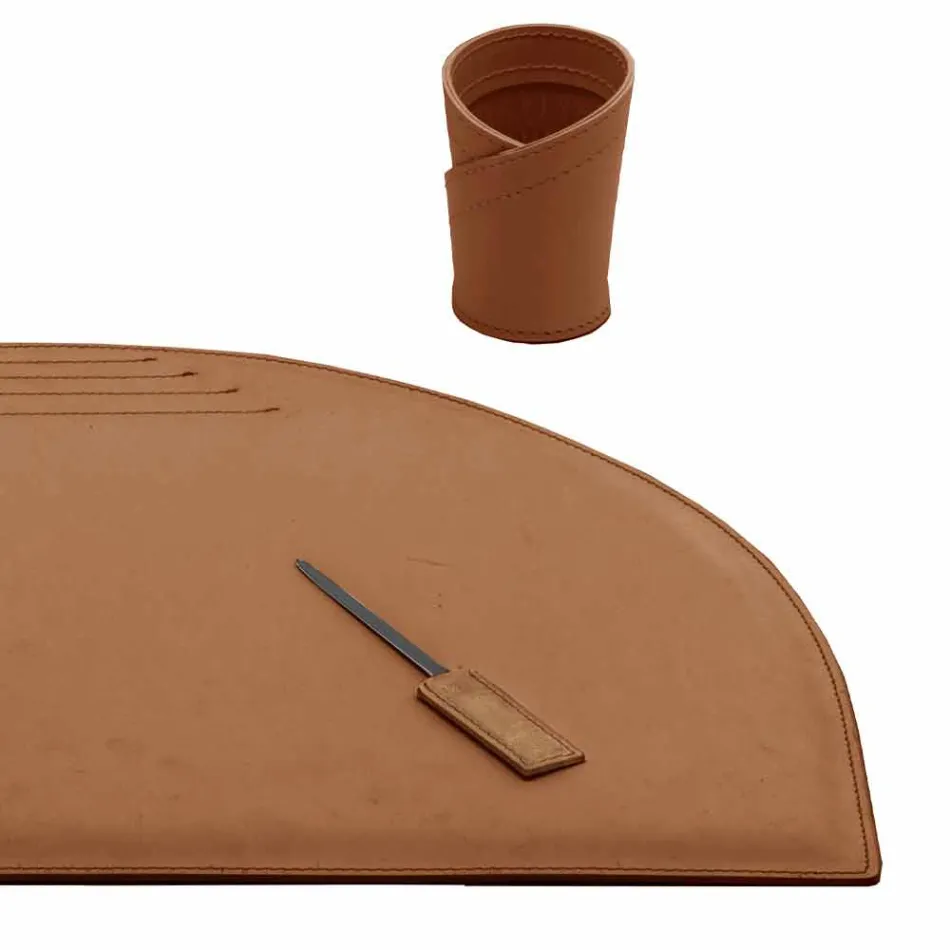 Desk Accessories in Regenerated Leather 5 Pieces Made in Italy - Medea Viadurini