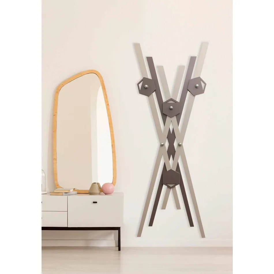 Modern Design Wall Coat Hanger Colored Wood for Entrance - Picasso Viadurini