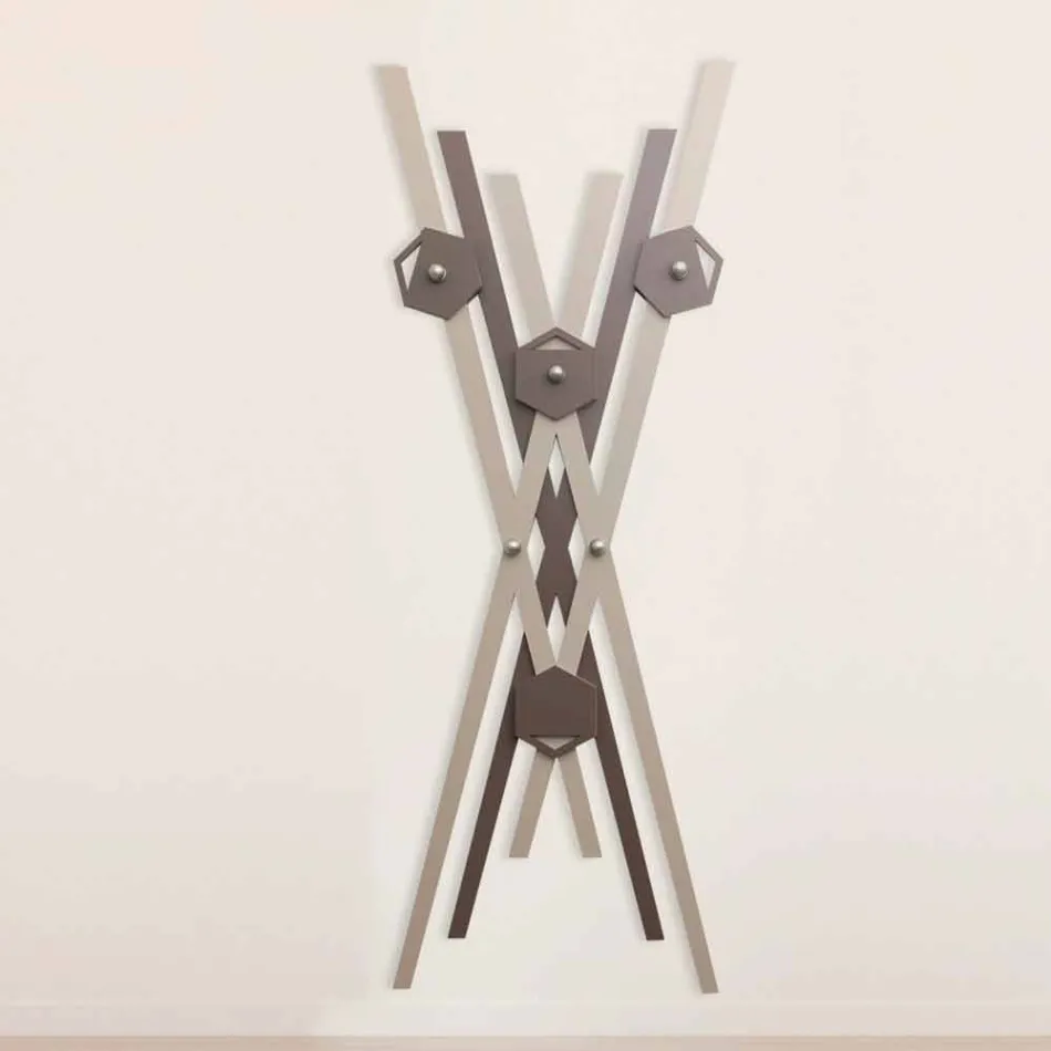 Modern Design Wall Coat Hanger Colored Wood for Entrance - Picasso Viadurini