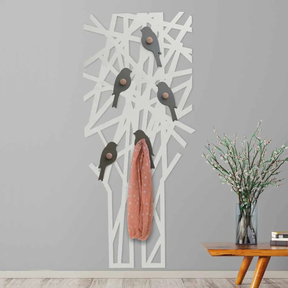 Modern Design Colored Wood Wall Coat Rack - Alberuccell Viadurini