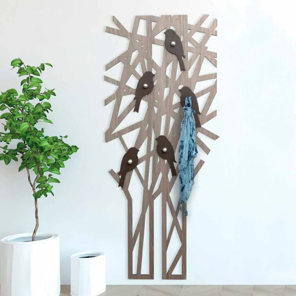 Modern Design Colored Wood Wall Coat Rack - Alberuccell Viadurini