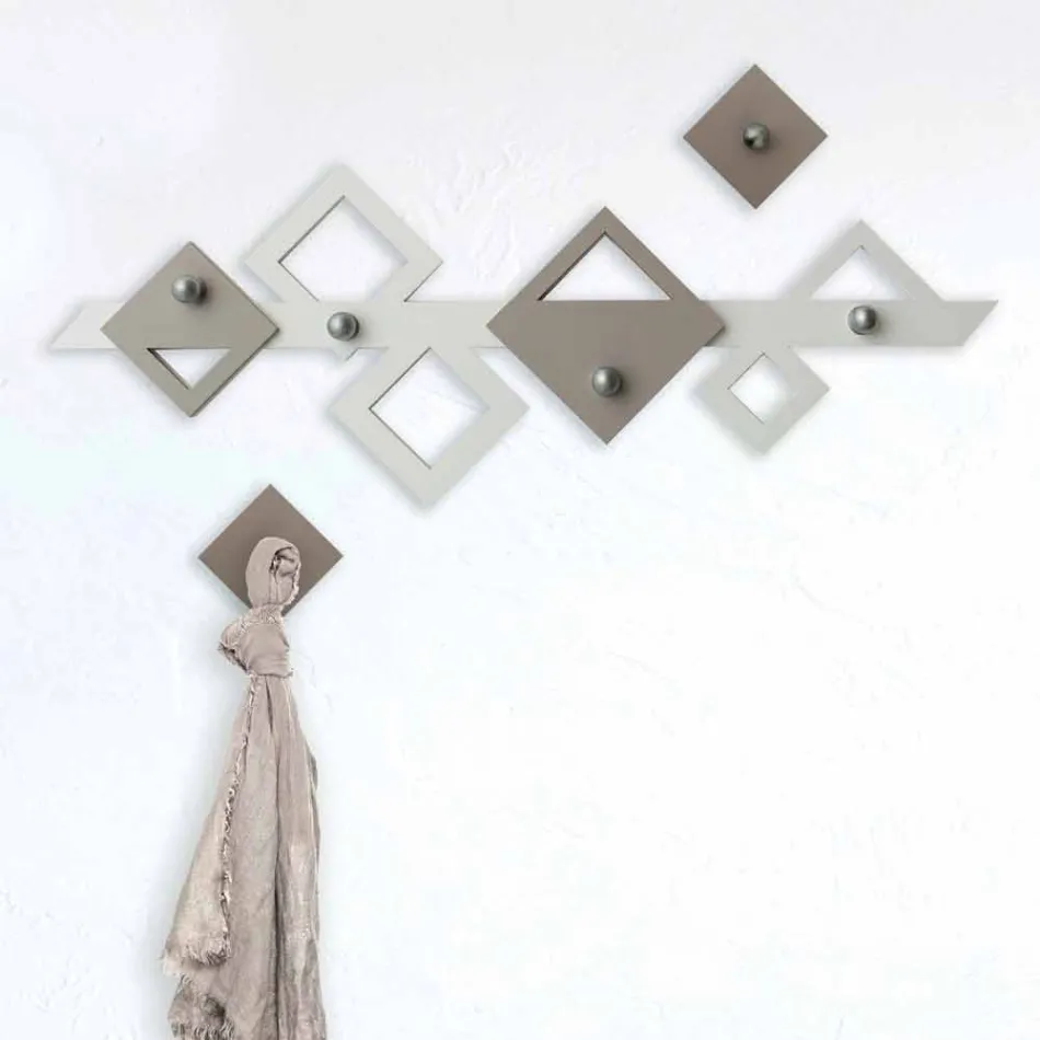 Wall Hanger in White and Beige Wood with Modern Geometric Design - Klimt Viadurini