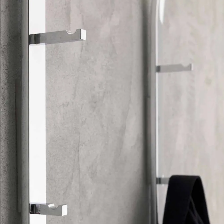 Metal Wall Coat Hanger with 2 Hooks and LED Light Made in Italy - Osmio Viadurini