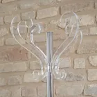 5 Arms Floor Coat Rack Steel and Transparent Acrylic - Gloriano Viadurini