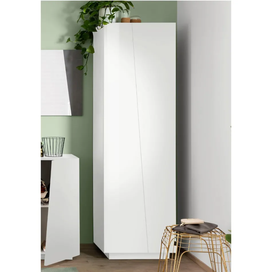2-Door Wardrobe in Sustainable White or Slate Melamine Wood - Joris Viadurini