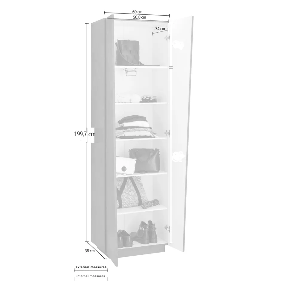 2-Door Wardrobe in Sustainable White or Slate Melamine Wood - Joris Viadurini