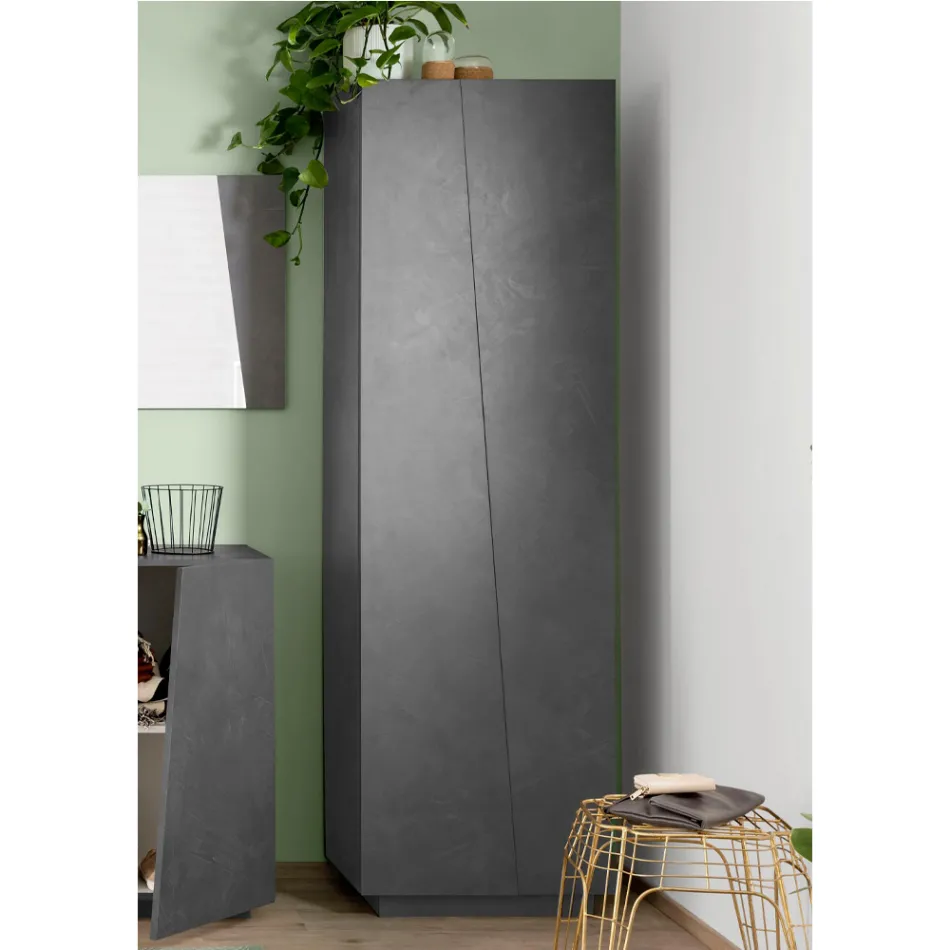 2-Door Wardrobe in Sustainable White or Slate Melamine Wood - Joris Viadurini