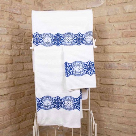 Italian Handcrafted Towel with Handmade Cotton Print - Trademarks Viadurini