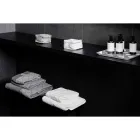 White Cotton Terry Face Towel with Geometric Decoration - Gimmy Viadurini