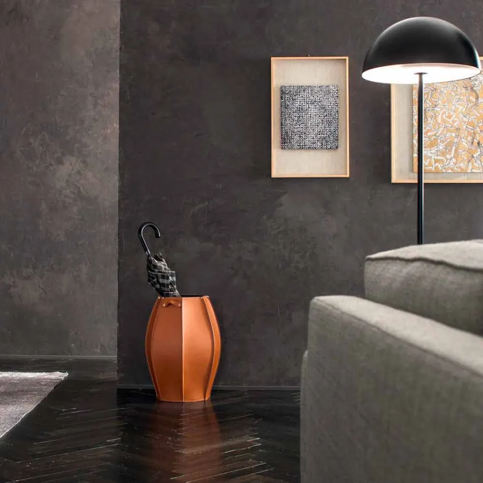 Audrey umbrella stand with modern design in leather, made in Italy Viadurini