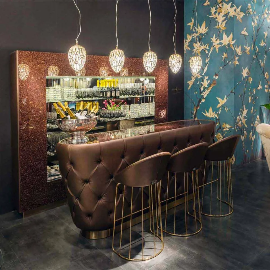 Bar Counter with Glitter Glass Top Made in Italy, Luxury - Calcutta Viadurini