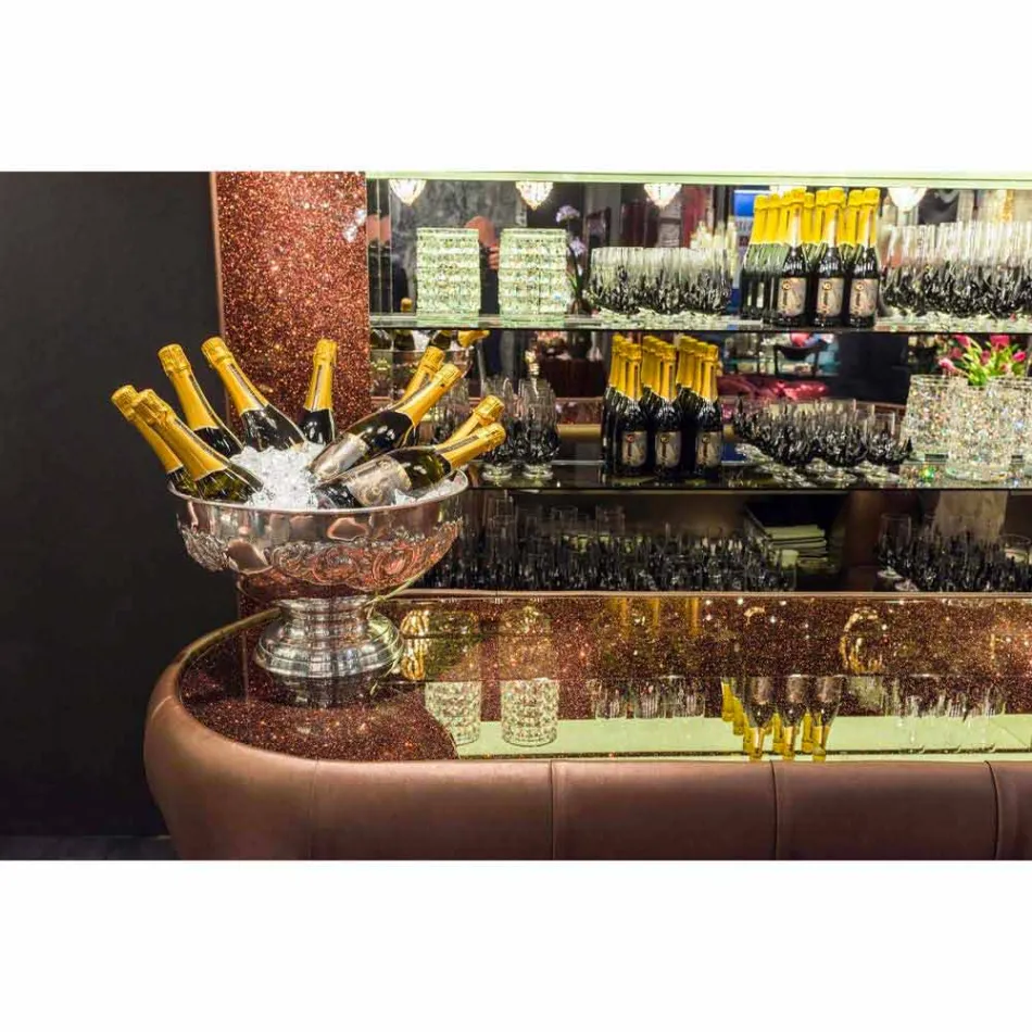 Bar Counter with Glitter Glass Top Made in Italy, Luxury - Calcutta Viadurini