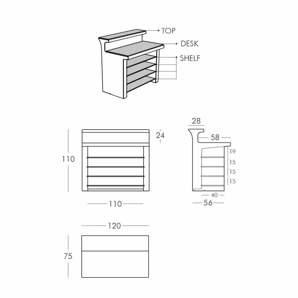 Modern style bar counter Slide Break Line bright made in Italy Viadurini