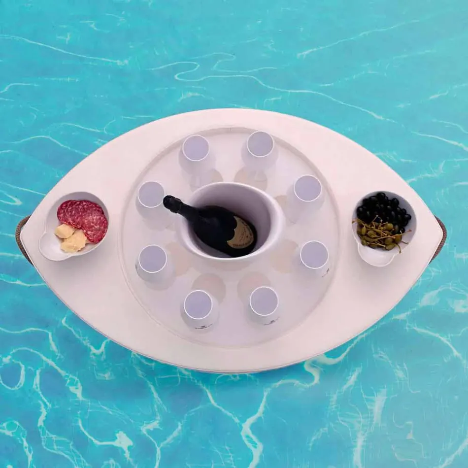 Trona nautical white eco-leather floating bar made in Italy Viadurini