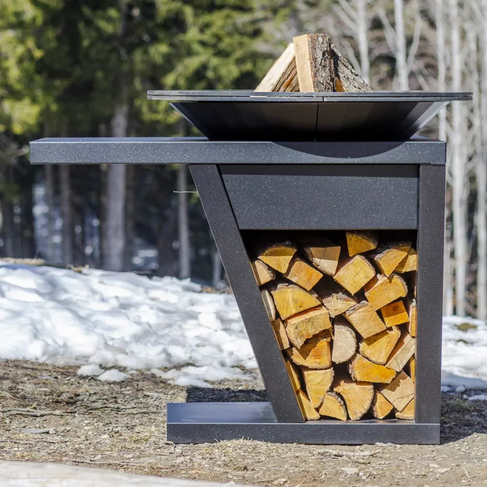 With Cooking Plate And Wood-Holder Compartment – Giorgione Viadurini