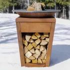 Wood Burning Barbecue With Cooking Plate And Wood Holder Compartment – Ferran Viadurini